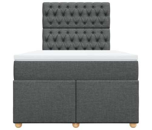 Cama box spring con colchón tela gris oscuro 120x190 cm