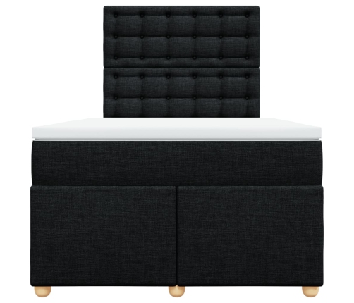 Cama box spring con colchón tela negro 120x190 cm