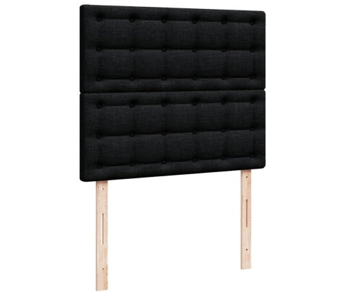 Cama box spring con colchón tela negro 120x190 cm