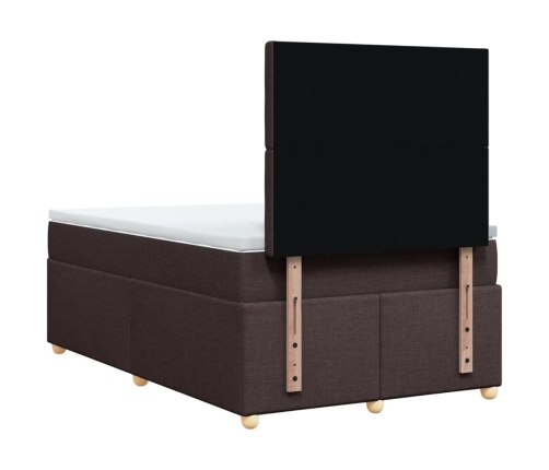 Cama box spring con colchón tela marrón oscuro 120x190 cm