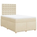 Cama box spring con colchón tela color crema 120x190 cm