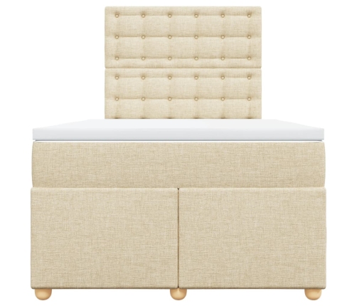 Cama box spring con colchón tela color crema 120x190 cm