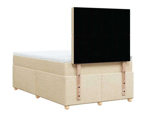 Cama box spring con colchón tela color crema 120x190 cm