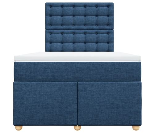 Cama box spring con colchón tela azul 120x190 cm