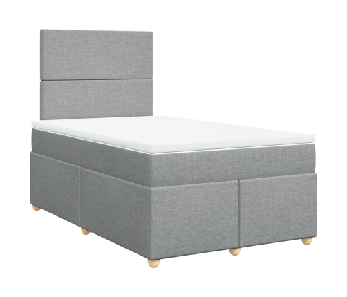 Cama box spring con colchón tela gris claro 120x200 cm