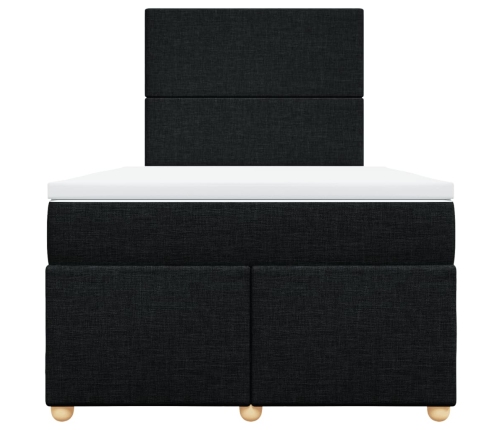 Cama box spring con colchón tela negro 120x200 cm