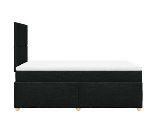 Cama box spring con colchón tela negro 120x200 cm