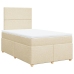 Cama box spring con colchón tela color crema 120x200 cm