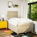 Cama box spring con colchón tela color crema 120x200 cm