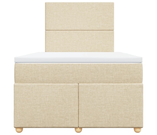 Cama box spring con colchón tela color crema 120x200 cm