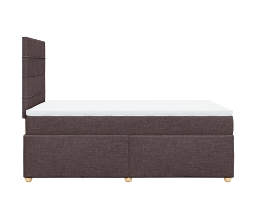 Cama box spring con colchón tela marrón oscuro 120x200 cm