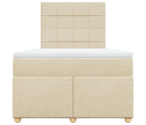 Cama box spring con colchón tela color crema 120x200 cm