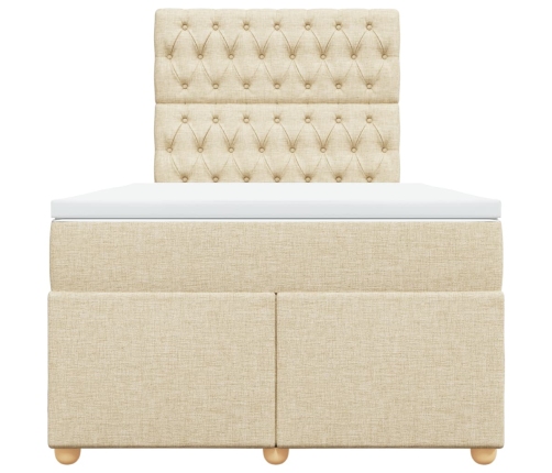 Cama box spring con colchón tela color crema 120x200 cm
