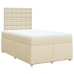 Cama box spring con colchón tela color crema 120x200 cm