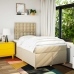 Cama box spring con colchón tela color crema 120x200 cm