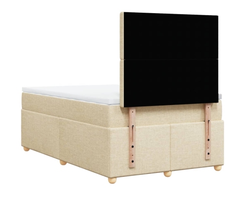 Cama box spring con colchón tela color crema 120x200 cm