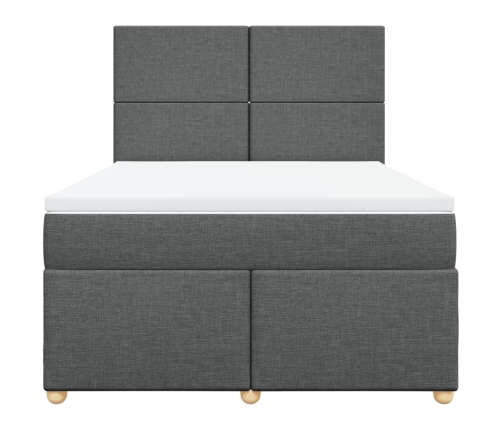 Cama box spring con colchón tela gris oscuro 140x190 cm