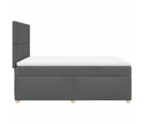 Cama box spring con colchón tela gris oscuro 140x190 cm