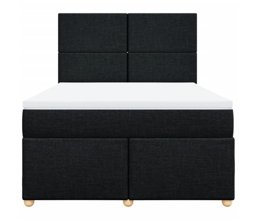 Cama box spring con colchón tela negro 140x190 cm