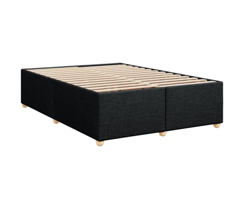 Cama box spring con colchón tela negro 140x190 cm