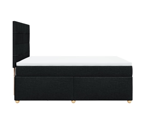 Cama box spring con colchón tela negro 140x190 cm