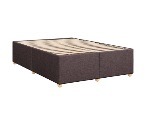 Cama box spring con colchón tela marrón oscuro 140x190 cm