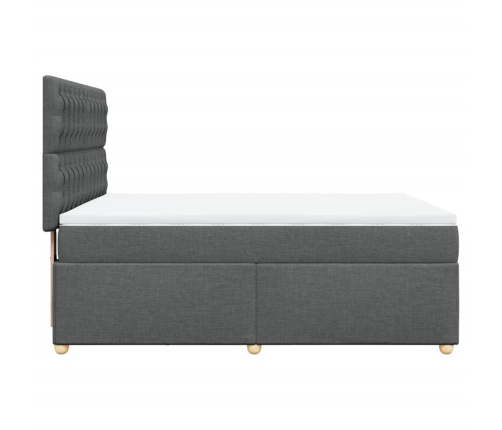 Cama box spring con colchón tela gris oscuro 140x190 cm