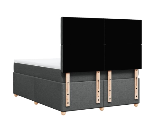 Cama box spring con colchón tela gris oscuro 140x190 cm