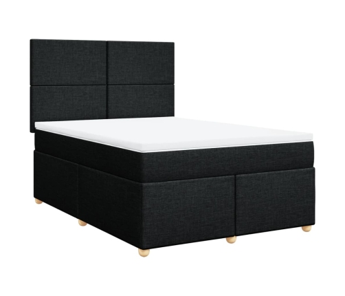 Cama box spring con colchón tela negro 140x200 cm