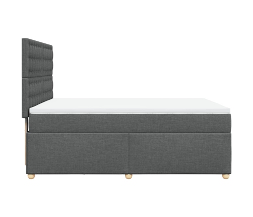 Cama box spring con colchón tela gris oscuro 140x200 cm