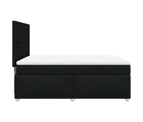 Cama box spring con colchón tela negro 160x200 cm