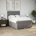 Cama box spring con colchón tela gris taupe 160x200 cm