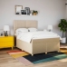 Cama box spring con colchón tela color crema 160x200 cm