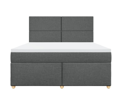 Cama box spring con colchón tela gris oscuro 180x200 cm