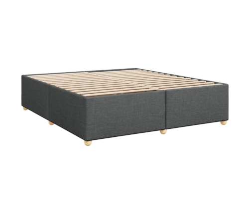 Cama box spring con colchón tela gris oscuro 180x200 cm