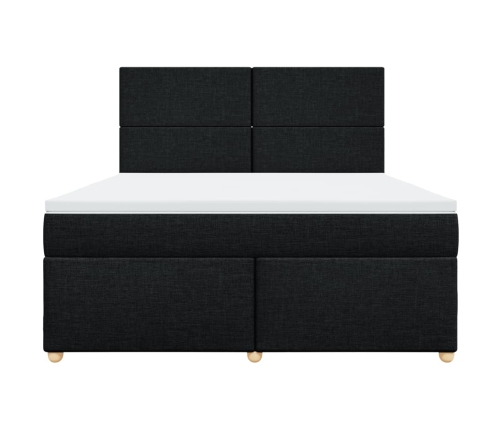 Cama box spring con colchón tela negro 180x200 cm