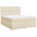 Cama box spring con colchón tela color crema 180x200 cm