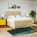 Cama box spring con colchón tela color crema 180x200 cm