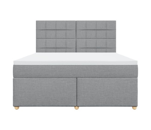 Cama box spring con colchón tela gris claro 180x200 cm