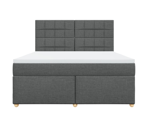 Cama box spring con colchón tela gris oscuro 180x200 cm