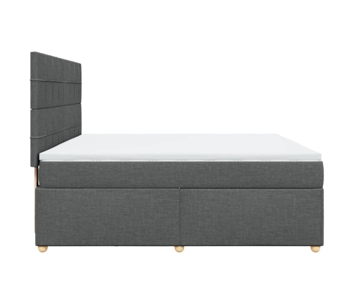 Cama box spring con colchón tela gris oscuro 180x200 cm