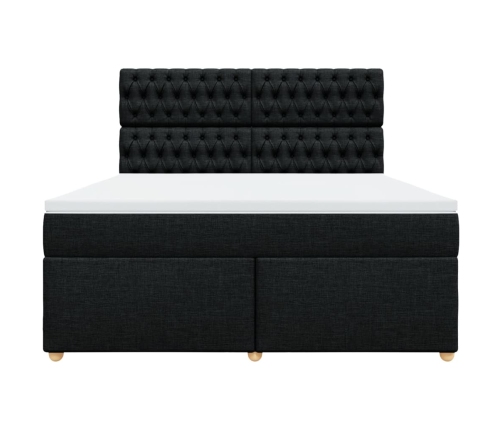 Cama box spring con colchón tela negro 180x200 cm