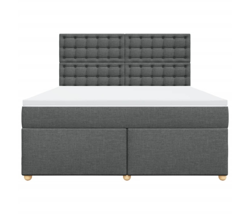Cama box spring con colchón tela gris oscuro 180x200 cm