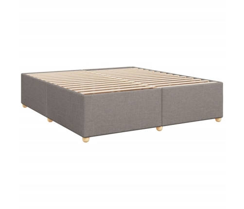 Cama box spring con colchón tela gris taupe 180x200 cm