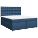 Cama box spring con colchón tela azul 180x200 cm