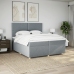 Cama box spring con colchón tela gris claro 200x200 cm