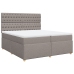 Cama box spring con colchón tela gris taupe 200x200 cm