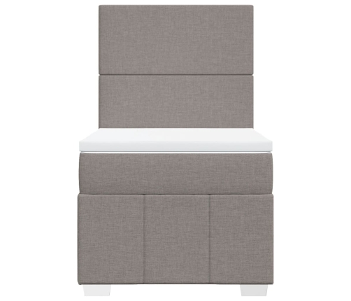 Cama box spring con colchón tela gris taupe 80x200 cm