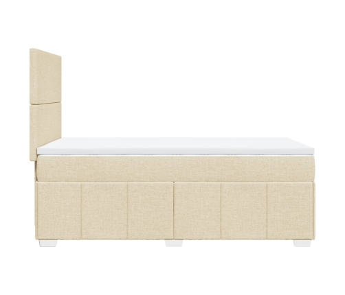 Cama box spring con colchón tela color crema 80x200 cm