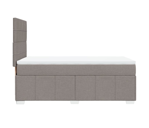 Cama box spring con colchón tela gris taupe 80x200 cm